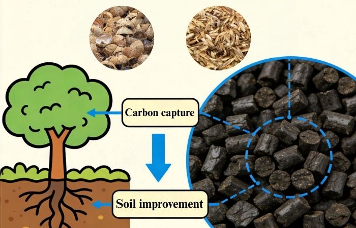 benefícios de remoção de carbono biochar