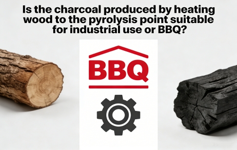 Is the charcoal produced by heating wood to the pyrolysis point suitable for industrial use or BBQ?