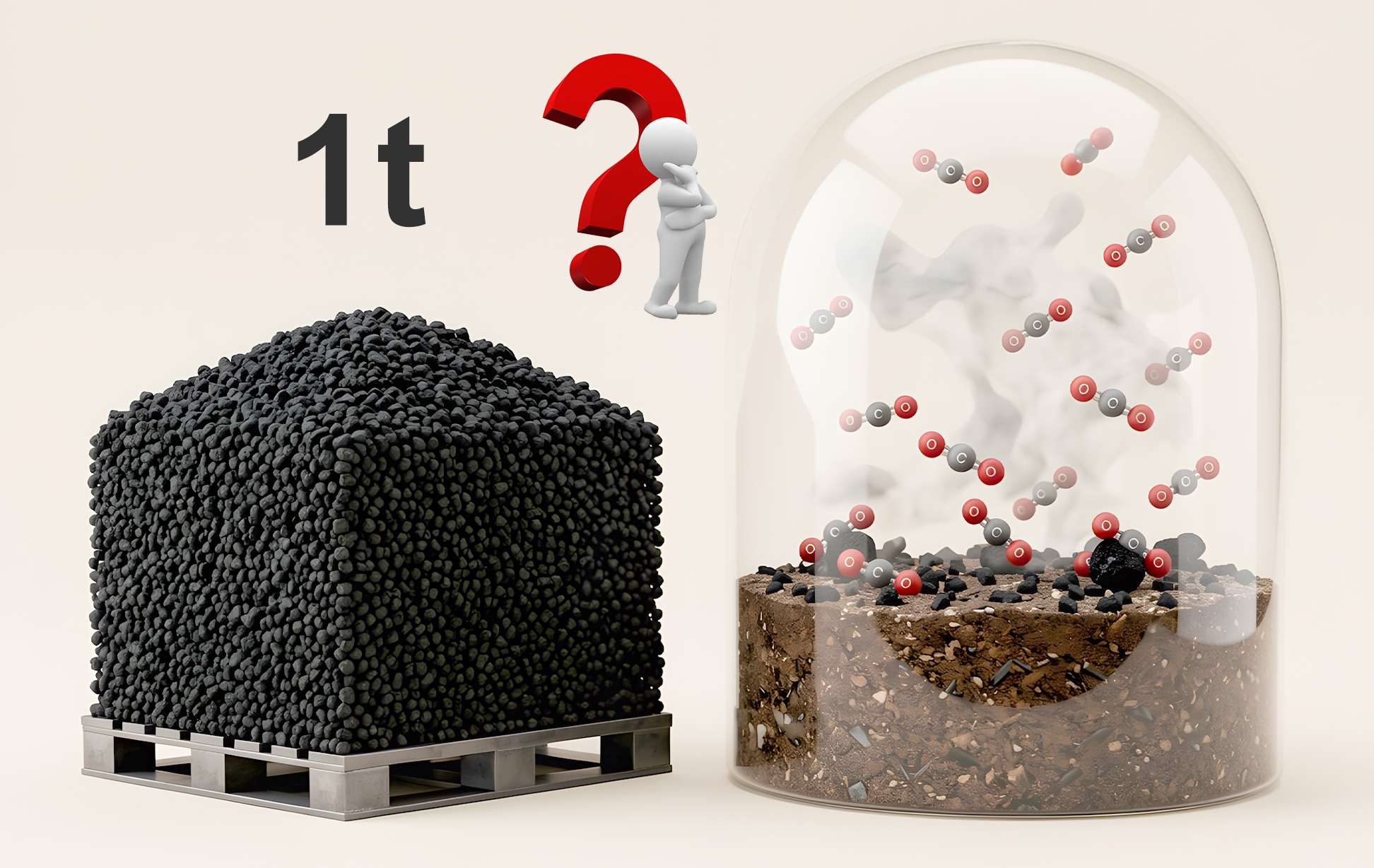 How much CO₂ does 1 ton of biochar sequester?