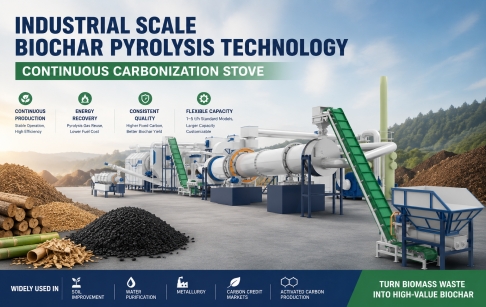 Industrial Scale Biochar Pyrolysis Technology — Continuous Carbonization Stove