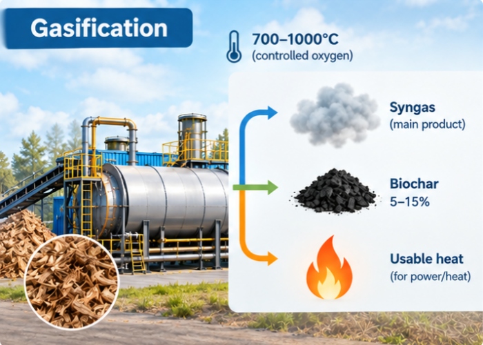 wood biomass pyrolysis gasification