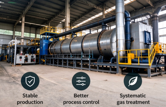 continuous carbonization advantages