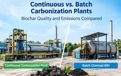 Continuous Carbonization Plants vs. Batch Kilns: Biochar Quality and Emissions Compared